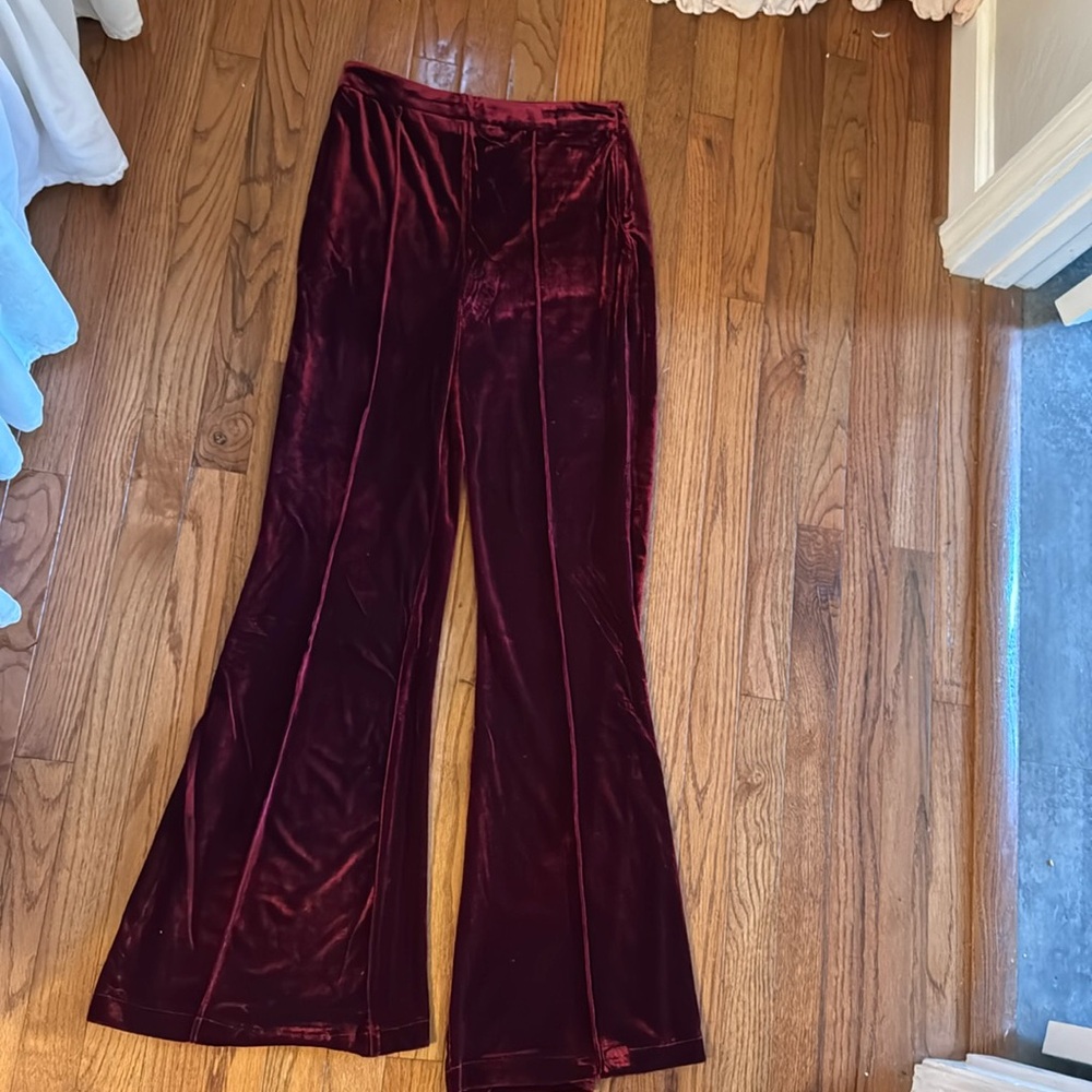 Tracy Porter Burgundy Velvet Flare Pants